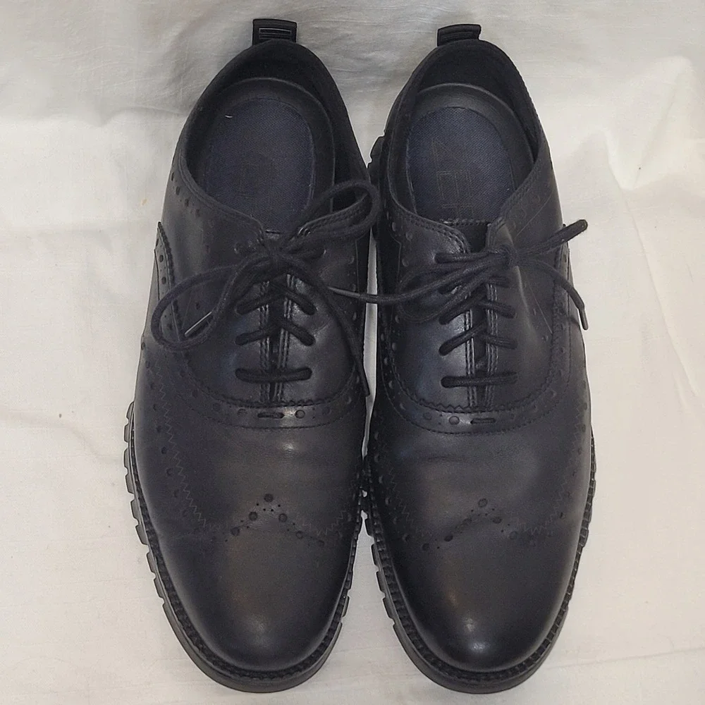 Cole Haan Zerogrand Mens 10M Black Leather Wingtip Oxford Shoes C23738  Casual
